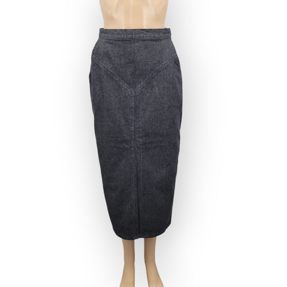 Kayo Black Denim Pencil Skirt Western 80s